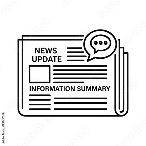 Outline icon of a newspaper with news update and information summary