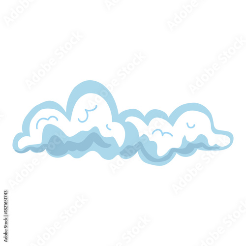 Long fluffy snow border in soft blue and white, without icicles. Winter snowdrift element for roofs, frames, headers, game platforms, Christmas scenes, web graphics, and kids design