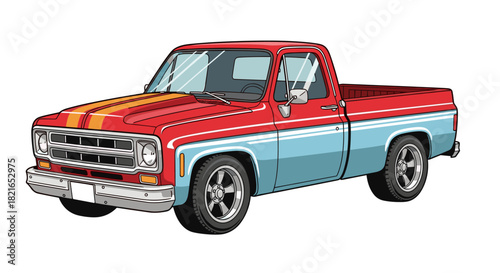Vintage Pickup Truck Cruising Down Memory Lane: A Classic American Icon Representing Automotive History, Nostalgia, and Timeless Design for Transportation Enthusiasts and Collectors, Ideal for Retro-T