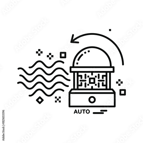 Abstract diagram illustrating a complex system with central hexagon, parameters, and connections, isolated on