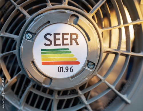 SEER Rating Label on HVAC Equipment for Energy Efficiency Awareness