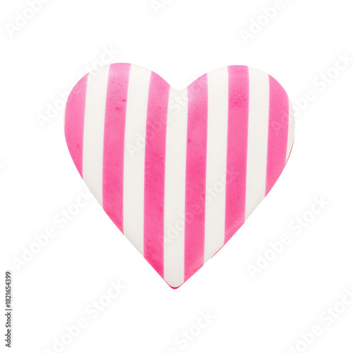 Heart-shaped Candy With Pink and White Stripes Showing Sweet Design Details f...