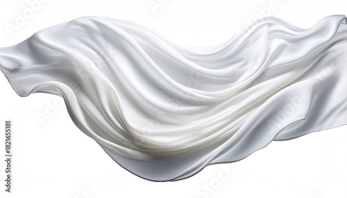 flowing white fabric isolated on white background