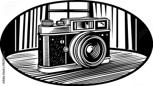 vintage photo camera vector