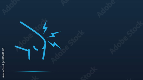 Bright Blue Outline Vector Illustration Of A Human Joint Structure Representing An Acute Physical Sensation Symptom For Orthopedic Health Care And Medical Diagnostics Presentations On A Dark