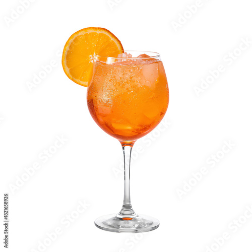Refreshing Orange Cocktail Served in a Clear Glass With Ice and a Fruit Garnish