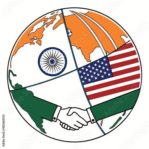 Global partnership and cooperation symbolizing india and united states alliance and friendship