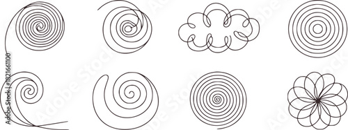 Black and white abstract line art shapes vector