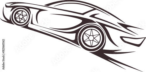 Black and white tribal style sports car graphic automobile