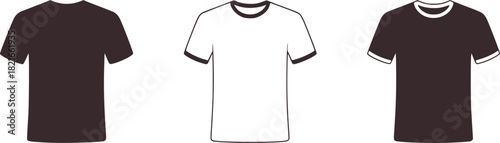 Three t shirts in different colors and styles clothing