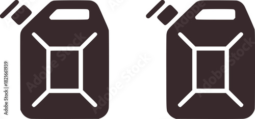 Two dark gray jerrycans icon design container fuel