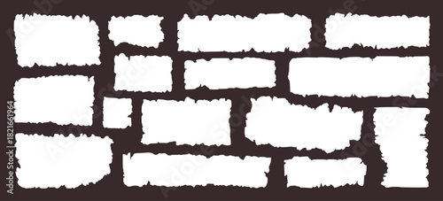 White torn paper fragments on dark background vector