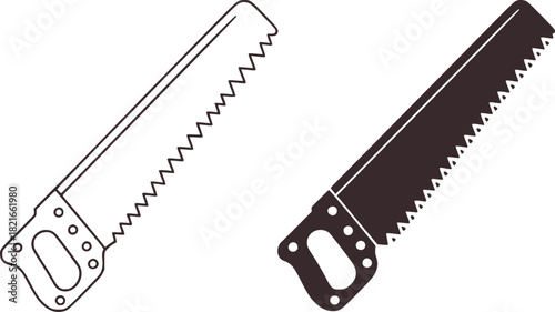 Two hand saws one outline one solid tool woodworking