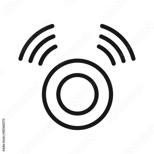 Simple black and white icon representing a sensor or signal transmission isolated on