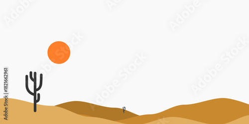 Cactus and Sand Dunes Desert Artwork 