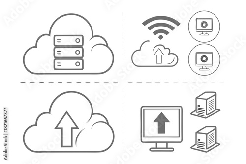 Cloud Computing Icons Server Data Storage Network Connection Icons wifi