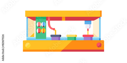 Colorful arcade claw machine vector illustration game