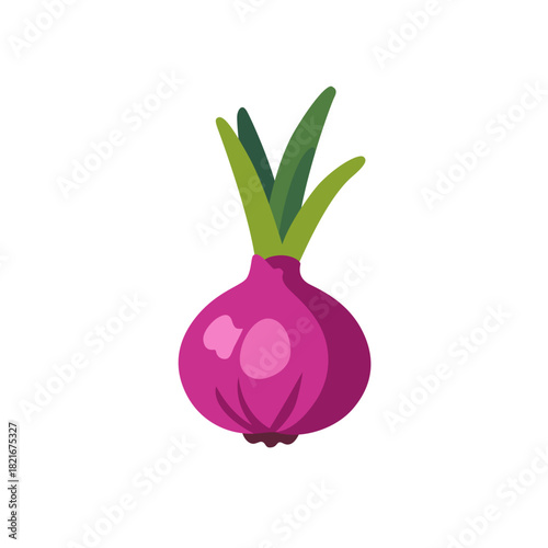 Red onion bulb vegetable, isolated flat style vector illustration
