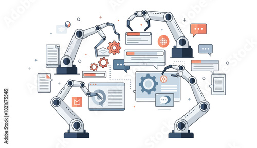 Automation process system with robotic arms working on data management