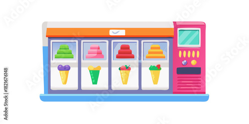 Colorful ice cream vending machine vector sweet dessert