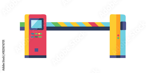 Colorful security gate with striped barrier vector