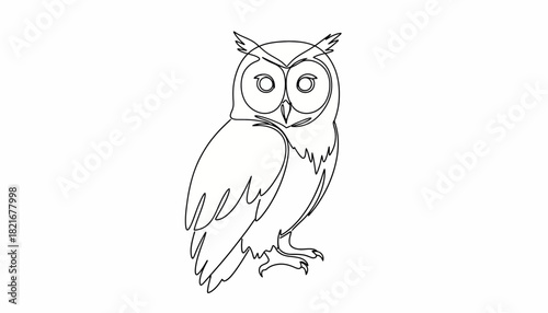 Elegant owl illustration crafted with single line art for minimalist designs