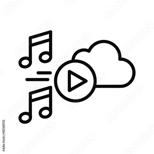 Outline icon of music streaming or cloud audio playback service