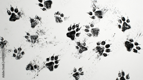 Traces of animal footprints left on a surface