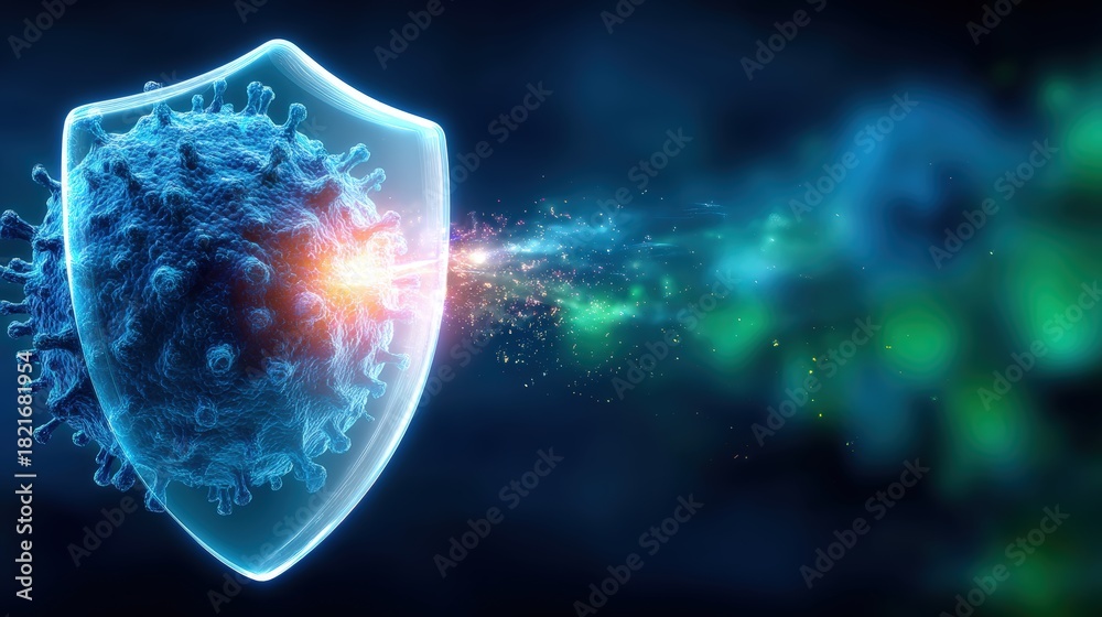 Fototapeta premium Protecting health from viruses the evolution of immunity digital realm infographic scientific environment high-tech perspective