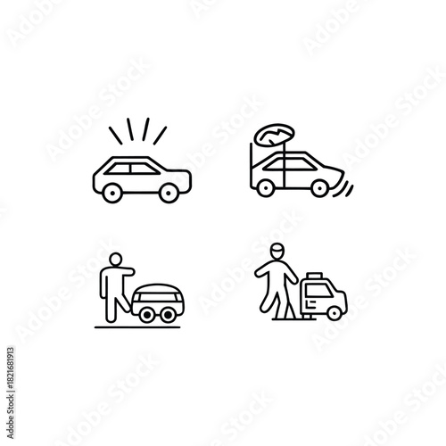 Collection of automobile related concepts with drivers passengers and self driving elements