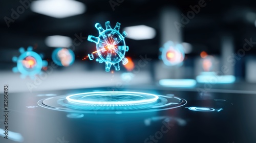 Impact of viral infection on human health scientific laboratory digital illustration modern technology close-up visualization