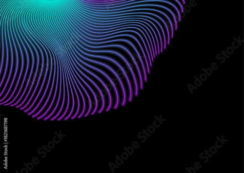 Blue and ultraviolet curved twisted wavy lines abstract futuristic tech background