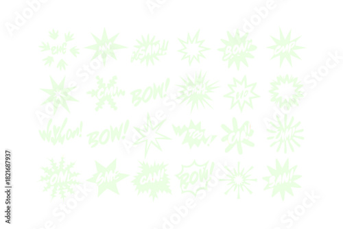 Comic Book Sound Effects Collection Light Green onomatopoeia