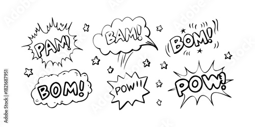 Comic Book Sound Effects Pow Bam Bom vector