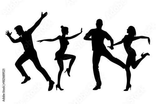 Couple dancing silhouettes on white background dancers 2