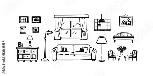 Cozy Living Room Scene With Furniture And Decor couch