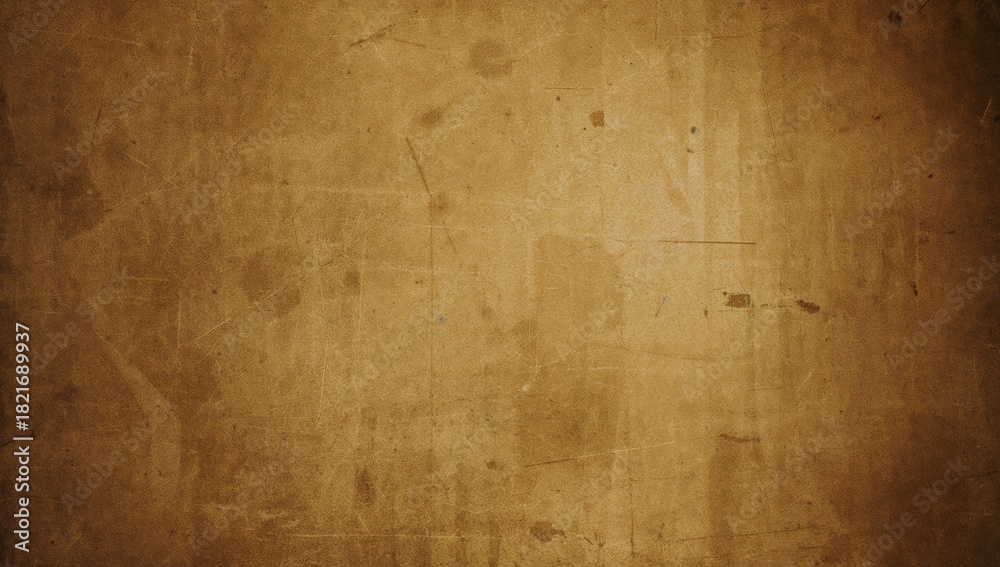 Fototapeta premium Showing aged brown paper backdrop revealing worn surface in studio, with scratches scuffs stains