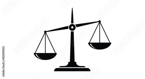 A black scale representing balance and justice simple design silhouette