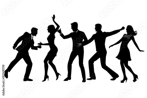 Diverse group of people dancing with flowing movements