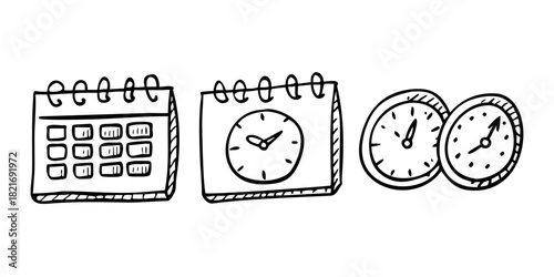 Doodle Clocks Watches And Calendars With Transparent Background