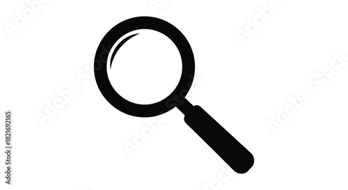A black magnifying glass icon simple design isolated on a white background silhouette