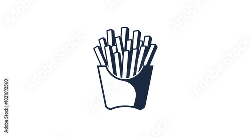 A dark silhouette of french fries in a paper container silhouette