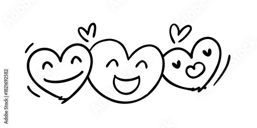 Doodle Style Hugs Smiles and Hearts Together illustration