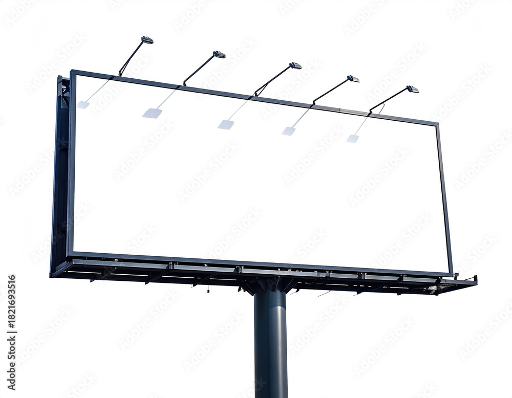 Obraz premium Billboard with blank white space under bright, strong lights