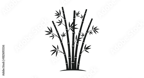 Elegant bamboo stalks with delicate leaves a striking black silhouette