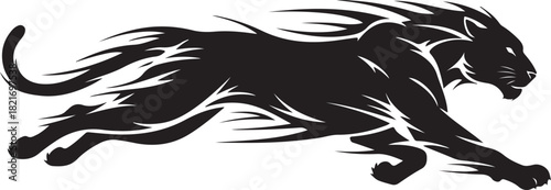 Black Panther Leaping Silhouette Graphic Design Element Vector Illustration