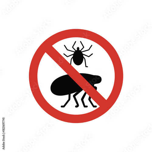No fleas and ticks warning sign symbol illustration