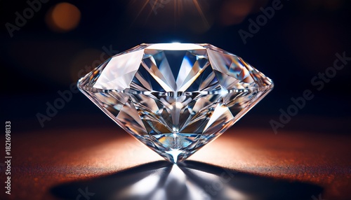 a stunning close up view of a brilliant cut diamond reflecting light showcasing its facets and sparkling clarity against a dark and elegant background design