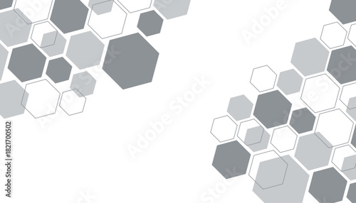 Geometric graphic hexagona gray background molecule and communication. Big data complex with compounds.
