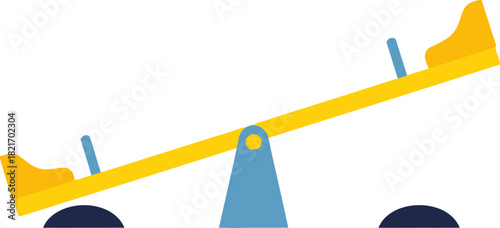 Cartoon illustration of a seesaw, symbolizing balance and playfulness in a simple design